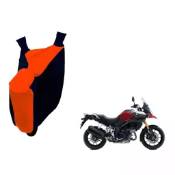 Auto Pearl Waterproof Two Wheeler Cover For Suzuki V Strom 1000 (Orange & Blue)-image-88