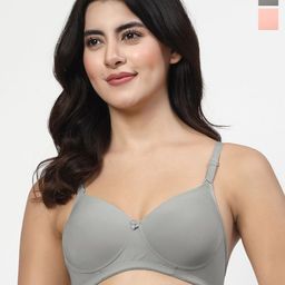 LILY dapyklis Women Pack Of 3 Solid Full Coverage Heavily Padded Non Wired T-shirt Bra-picture-13
