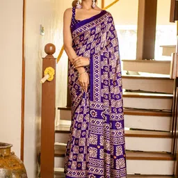 Anouk Rustic Ethnic Motifs Block Print Saree image 3
