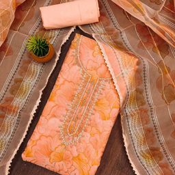 KALINI Floral Printed Organza Unstitched Dress Material-image-60