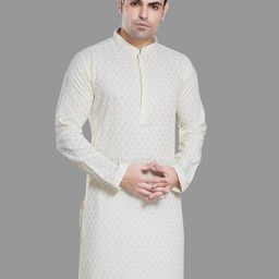 PulseIQ Men Embroidered Chikankari Kurta-image-96