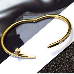 DressBerry Set Of 2 Gold-Plated American Diamond Studded Bangle-Style Bracelet-image-64