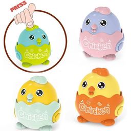 YAMAMA Chicken Press and Go Inertia Toy For Kids Interactive And Engaging Toys For Kids Pack of 4 - Multicolor-25