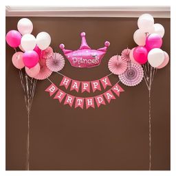 Bubble Trouble Pink Paper Fan Happy Birthday Decoration Kit Pack of 40-18