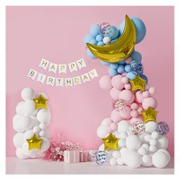 Special You Birthday Decoration DIY Combo Kit Star & Moon Foil Balloons Theme with Gold Confetti Balloons and Pastel Multicolor- Pack of 68 Items-image-31