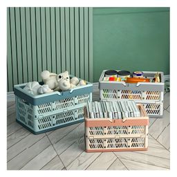 YAMAMA Foldable Portable Picnic Basket Vegetable Fruit Basket Supermarket Portable Shopping Basket Storage Box Bathroom Bedroom Kitchen Office Organization And Storage Essential  (Pack of 1  Color May Vary)-16