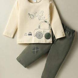 Tango Interlock Knit Full Sleeves Vehicle Printed T-Shirt & Pant Set - Green-image-91
