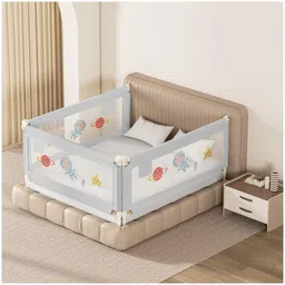 Kids Station 3-Side Bed Rail for Baby Safety Grey (192 x 180 cm) Full Coverage Foldable Guard with Pocket, Adjustable Height, Uniquely Crafted for King Size Bed (6.3ft x 6ft)-picture-45