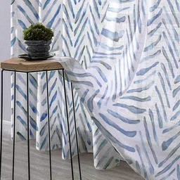 Tranquebar Home Blue & White Set of 2 Geometric Door Curtain-image-22