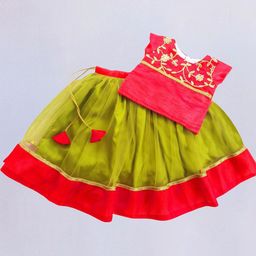 STANWELLS KIDS Girls Embroidered Ready to Wear Lehenga &-image-25