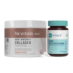 HK VITALS Set Of 2 Hair Multivitamin- 30 Capsules & Skin Radiance Collagen- Orange- 100 g-25