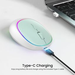 Portronics POR-2074 Toad IV Bluetooth Mouse with 2.4 GHz Wireless Dual Connectivity Rechargeable Connect up to 3 Devices RGB Lights Adjustable Optical DPI for Laptop PC Tablet Smartphone-Blue image 3