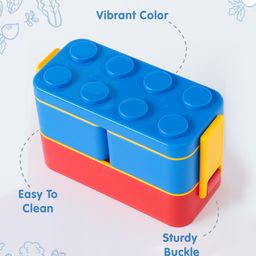 fab n funky Leak Proof Building Blocks Bento Lunch Box - Blue image 3