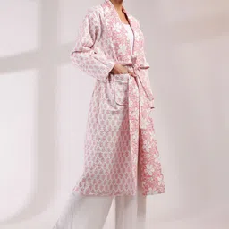 Jaipur Morni Floral Printed Light Quilted Reversible Cotton Robe-picture-10