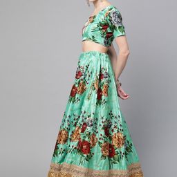 FABPIXEL Printed Sequinned Semi-Stitched Lehenga & Unstitched Blouse With Dupatta image 5