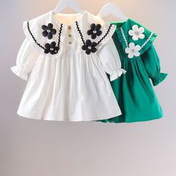 YK Girls Pack of 2 Floral Embroidered Puff Sleeve Fit - Flare Dress-picture-32