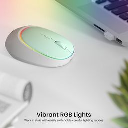Portronics POR-2074 Toad IV Bluetooth Mouse with 2.4 GHz Wireless Dual Connectivity Rechargeable Connect up to 3 Devices RGB Lights Adjustable Optical DPI for Laptop PC Tablet Smartphone-Blue image 5