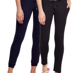 VIMAL JONNEY Women Set of 2 Solid Lounge Pants F6BLACK-F4NAVY-02-image-6