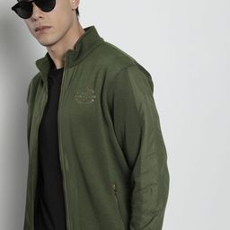 The Indian Garage Co Men Olive Green Solid Sweatshirt-image-54