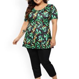 Aarika Plus Size Floral Printed Swim Set With Cap image 3