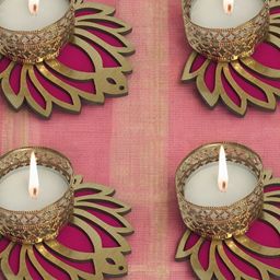 GADINFASHION Gold-Toned & Pink 4 Pieces Metal Candle Holders-image-94