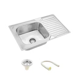 LIPKA 32x20x8 inch Glossy Finish Stainless Steel Single Bowl Kitchen Sink with Drain Board, SBSD03-image-66