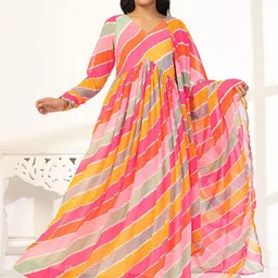 Moda Rapido Women Printed Maxi Dress With Dupatta-picture-17