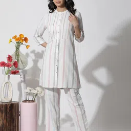 W Striped Mandarin Collar Tunic with Trouser-picture-26