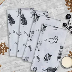 HOME COLORS.IN 4Pcs Black & White Printed Cotton Kitchen Towels-image-82