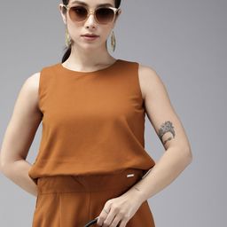 Van Heusen Woman Solid Round Neck Sleeveless Basic Jumpsuit-picture-27