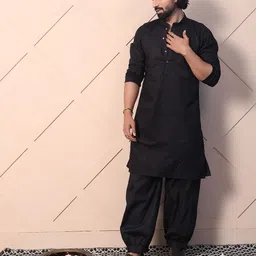 MIDAV Mandarin Collar Pure Cotton Pathani Kurta-picture-17