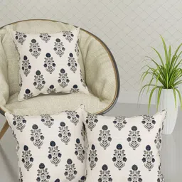 Trance Home Linen Blue & White Set of 3 Floral Square Cushion Covers-image-95