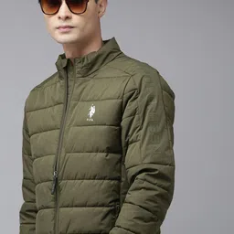 U S Polo Assn Denim Co Men Olive Green Puffer Jacket-image-6