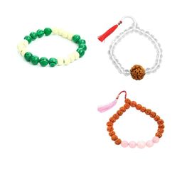 Divine souvenirs Unisex Set Of 3 Artificial Beaded Elasticated Bracelets-12
