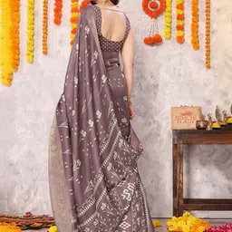 KALINI Ethnic Motifs Zari Block Print Saree image 3