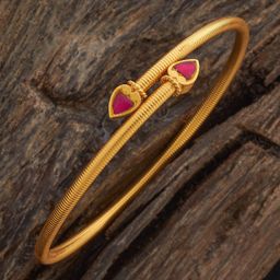 Kushal's Fashion Jewellery Ruby Gold-Plated Ethnic Antique Kada-image-12