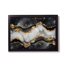 RANDOM Gold Toned & Black Abstract Wooden Wall Art-image-67