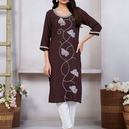 NIZA FASHION Embroidered Round Neck Straight Kurta-37