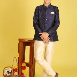 BAESD Boys Embroidered Mandarin Collar Sherwani Set-picture-45
