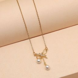 PREYANS Women Gold-Plated American Diamond Studded Necklace-image-64