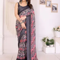 KALINI Grey Satin Printed Sarees-picture-47