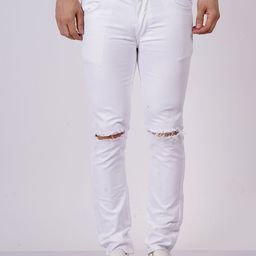 MaverIQ Men Classic Straight Fit Mid-Rise Slash Knee Stretchable Jeans-picture-8
