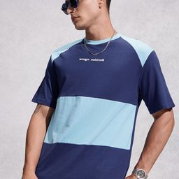 WROGN Colourblocked Drop-Shoulder Sleeves Pure Cotton Oversized T-shirt-image-28