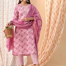 RAJPUTANA CAMISA Women Geometric Printed Kurta with Trousers & Dupatta-57