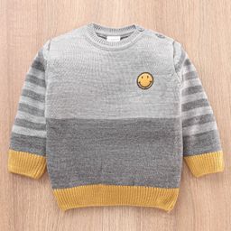 Babyhug Full Sleeves Sweater Color Block Print - Grey-41