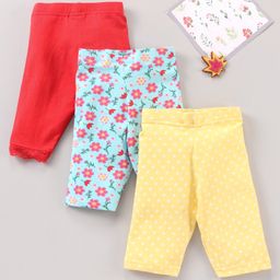 Babyhug Three Fourth Length Leggings Printed Pack of 3 - Multicolour-image-103