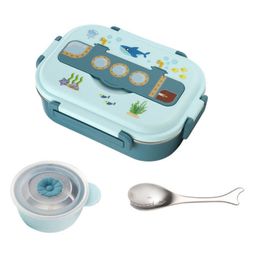 Little Surprise Box Submarine Theme Compartment Steel Tiffin Lunch Box - Blue-16