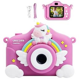 Happy Hues Digital Camera Toys for kids with Inbuilt games- Unicorn Silicone Cover-Mini HD Camera with 1080P & 2 Inch Screen -Pink-87