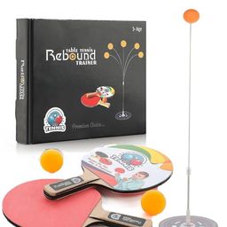 ADKD Table Tennis Rebound Trainer Toys with Rackets and Balls Base Training Practice Set for Kids - Multicolor-5
