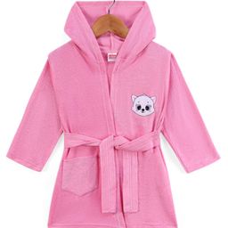 Babyhug Cotton Terry Knit Full Sleeves Hooded Bath Robe with Pocket Cat Embroidery - Pink-image-99